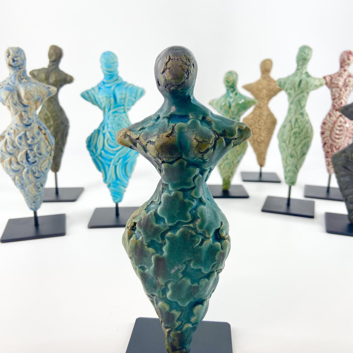 Sculpture - "Chick-o-Stick" - Female Form - Moss Green/Teal