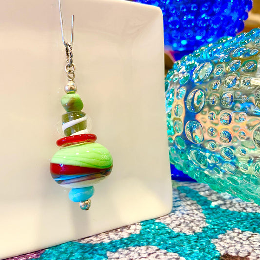 Pendant -  Swirls (5 Beads) - Glass & Sterling Silver