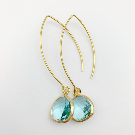 Crystal Earrings - 14kt on Sterling - Aqua