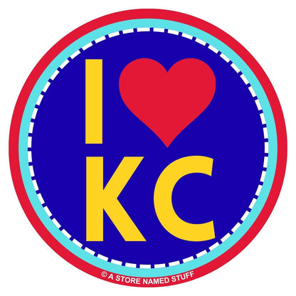 Sticker - I (heart) KC - Yellow KC on Blue