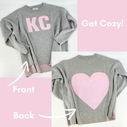 Sweater - KC/Heart (Grey + Light Pink) - Exclusive