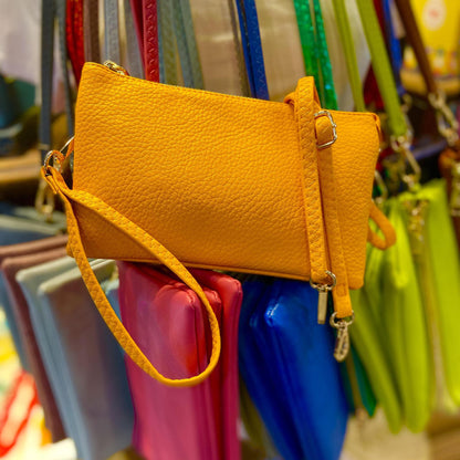 4 in 1 Handbag - Crossbody/Clutch/Wristlet - Pale Orange
