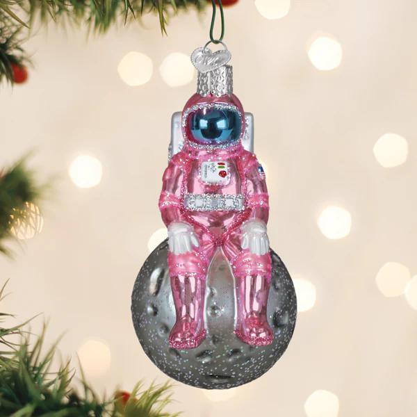 Ornament - Blown Glass - Pink Astronaut