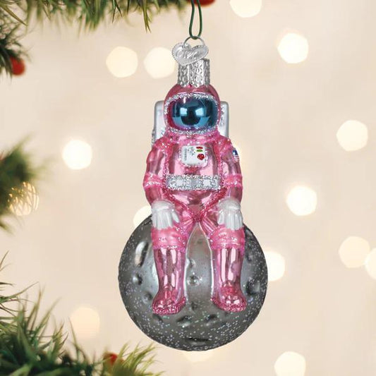 Ornament - Blown Glass - Pink Astronaut