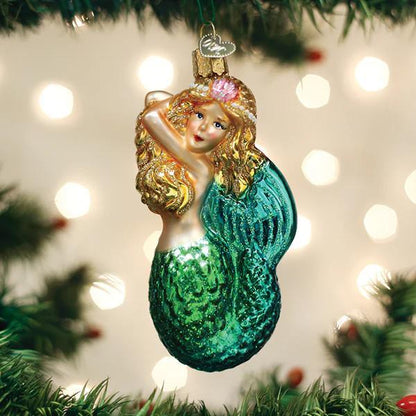 Ornament - Blown Glass - Seashell Mermaid