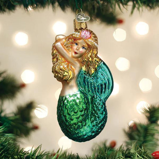 Ornament - Blown Glass - Seashell Mermaid