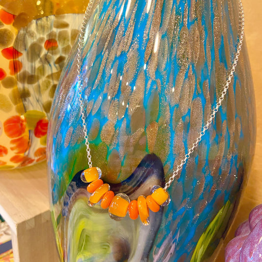 Necklace - Glass "Lifesaver" Beads - Orange