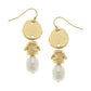 Earrings - Gold Drop With Freshwater Pearl