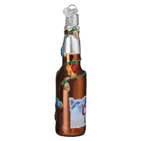 Ornament - Blown Glass - Holiday Coors Light Bottle