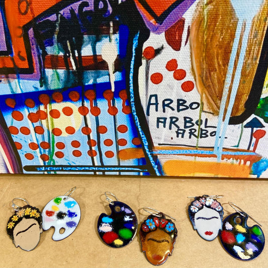 Earrings  - Frida & Paint Palette - Enamel