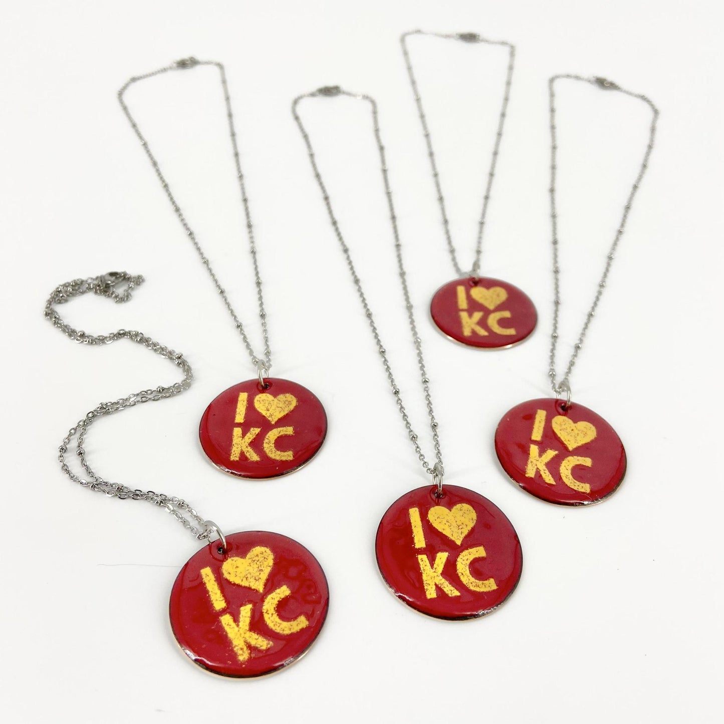 Necklace - I Heart KC - Enamel on Copper - Red/Yellow