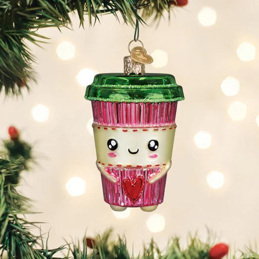Ornament - Blown Glass - Happy Coffee