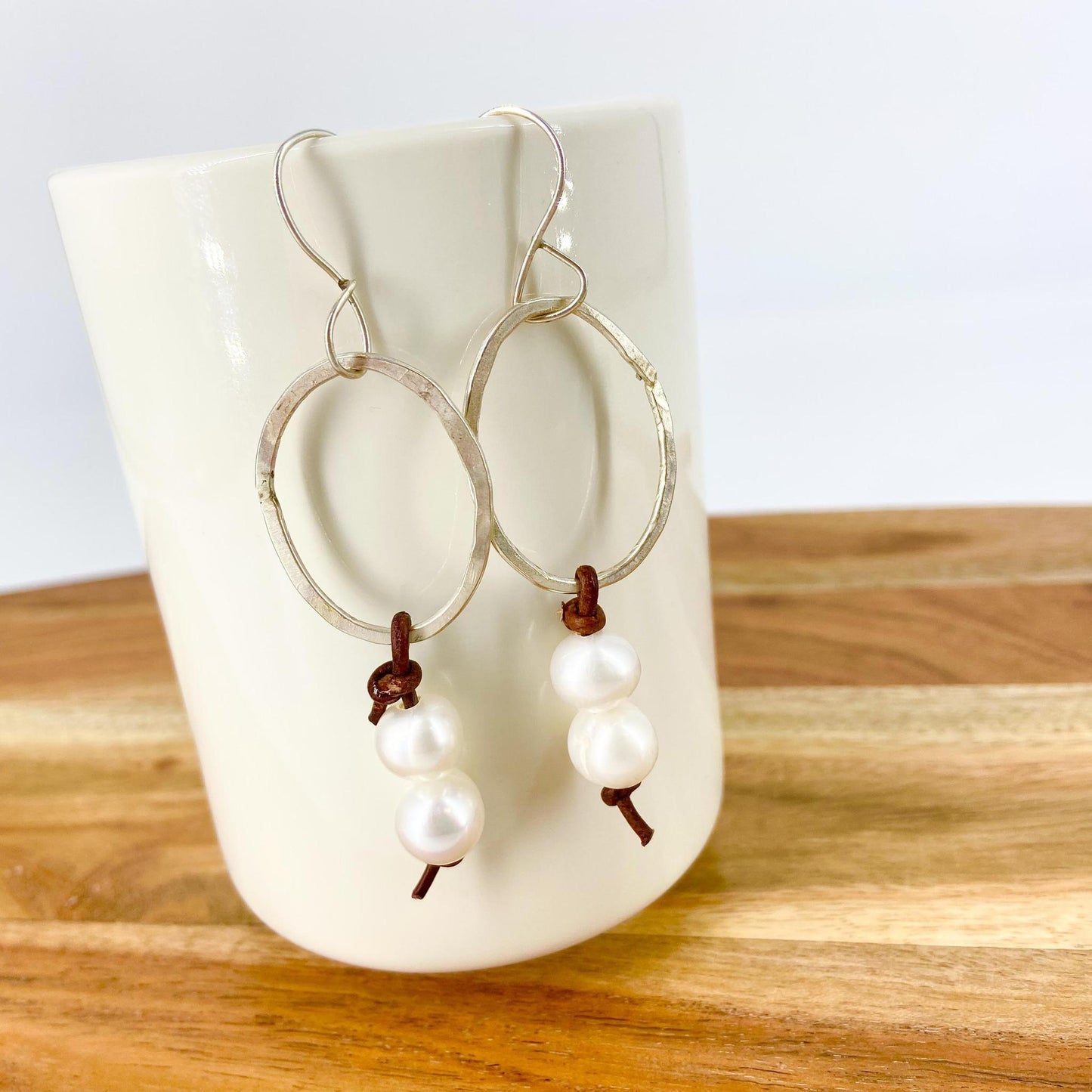 Earrings - Sterling, Pearl, and Leather Originals