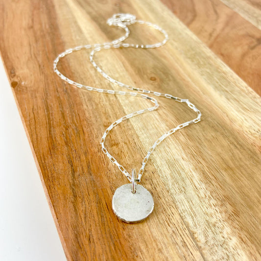 Necklace - Pounded Dollop on Sterling Chain