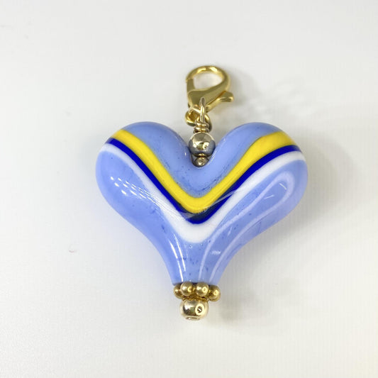 Pendant -  "Royals" Landscape Heart - Glass & Goldfill