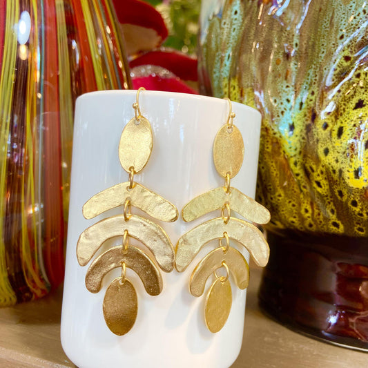Earrings - Oval & Curve - 24kt Gold Plated