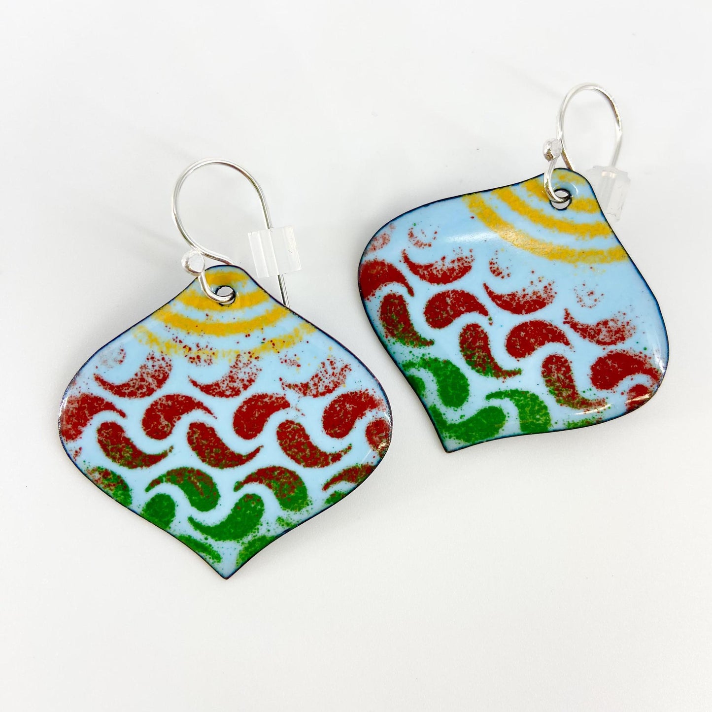 Earrings  - Holiday Squiggles on Ornaments - Enamel