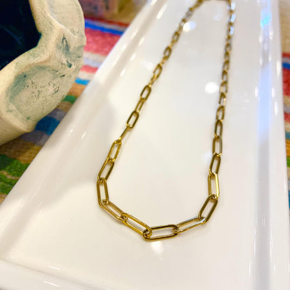 Necklace - Paperclip Chain - Waterproof 18kt Gold Plated -18"
