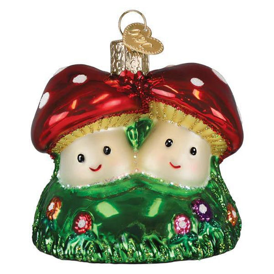 Ornament - Blown Glass - Happy Mushrooms
