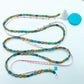 Necklace - 7-Way Furnace Glass Beads - Turquoise with Ochre - 60"