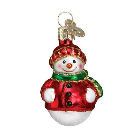 Ornament - Blown Glass - Mini Snowman - Red Winter Coat