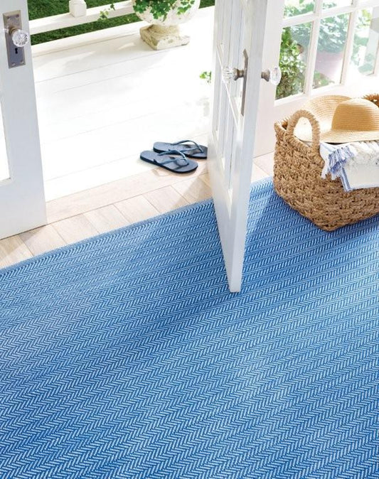 Rug - Indoor/Outdoor - Herringbone French Blue/White
