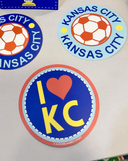 Sticker - I (heart) KC - Yellow KC on Blue
