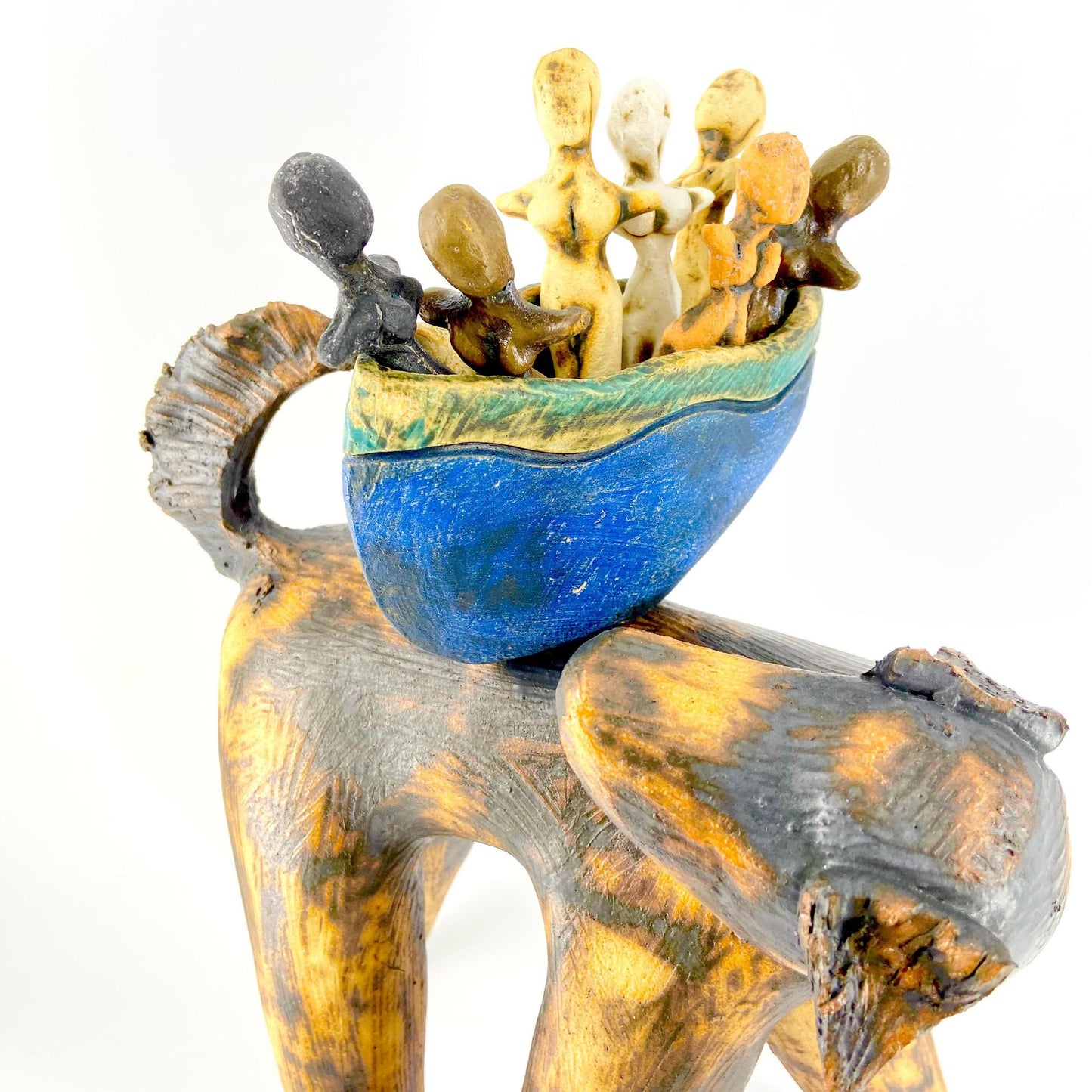Sculpture - Dog with Boat/Filled with People - Ceramic - Large