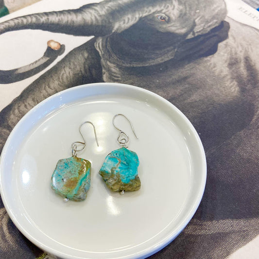 Earrings - Sterling & Turquoise Slices