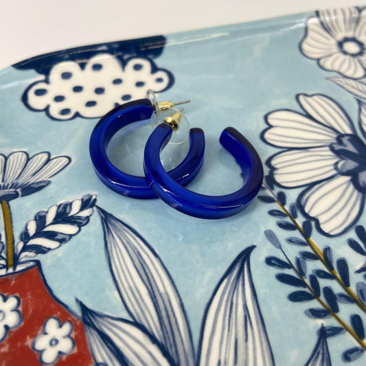 Earrings - Small Hoop - Cobalt - Resin