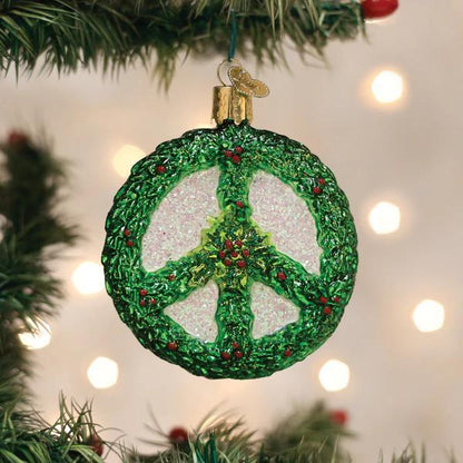 Ornament - Blown Glass - Holly Peace Symbol