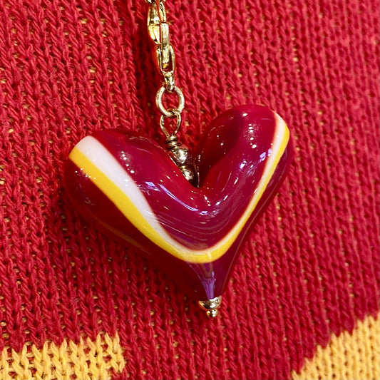 Pendant -  Chiefs Landscape Heart - Glass & Gold Fill