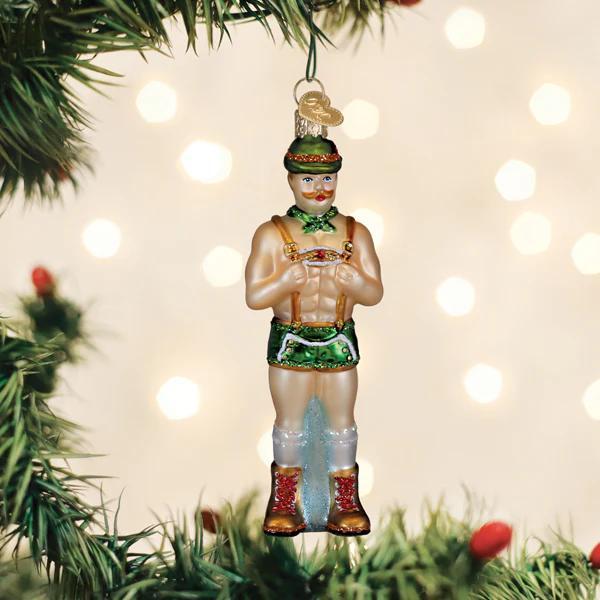 Ornament - Blown Glass - Dasher, Holly Jolly Hunk