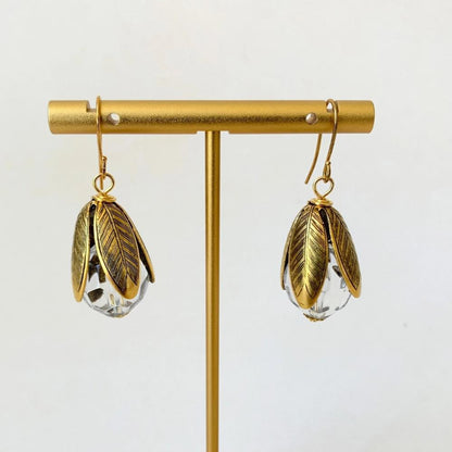 Earrings - Crystals & Leaves