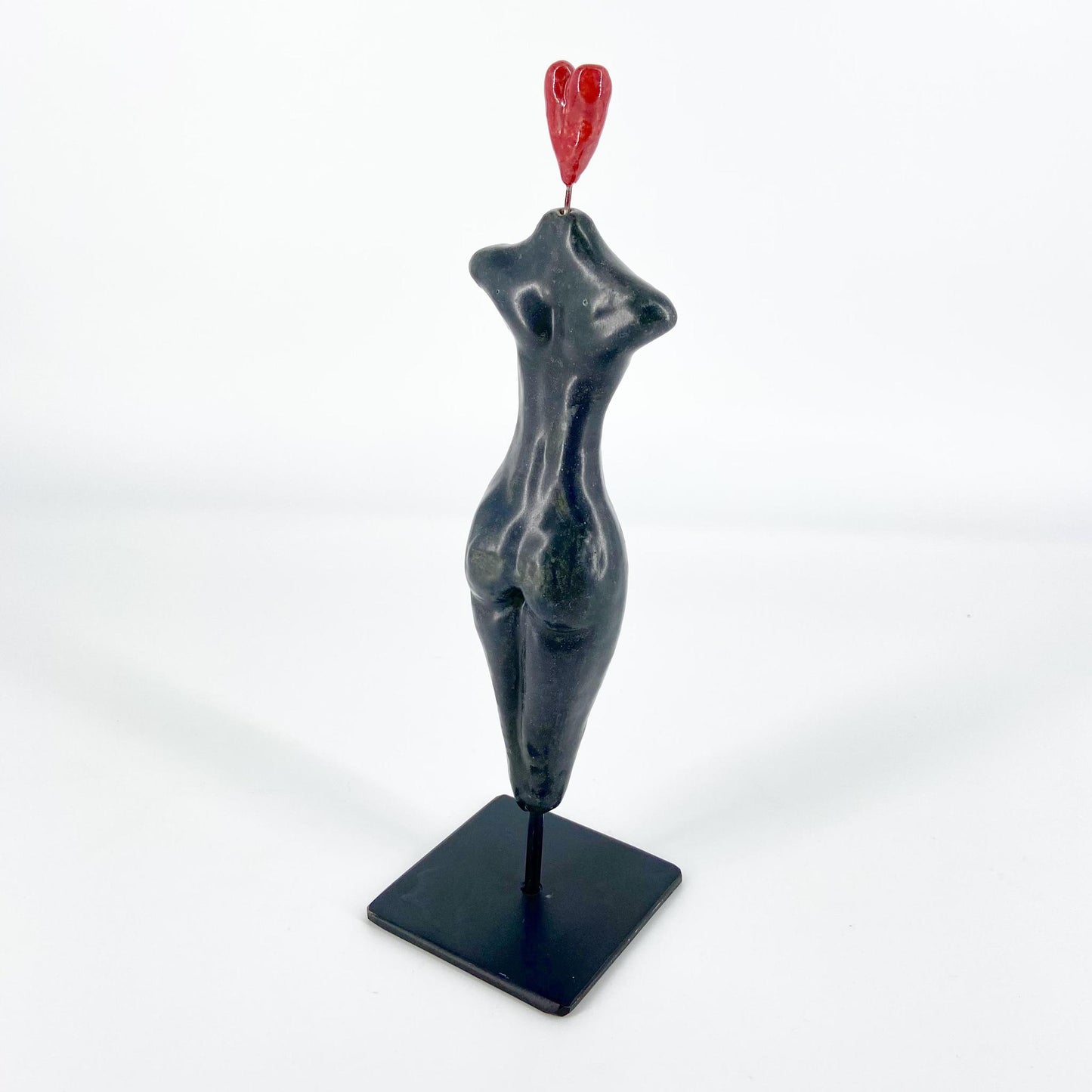 Sculpture - Female Form With Heart - Black