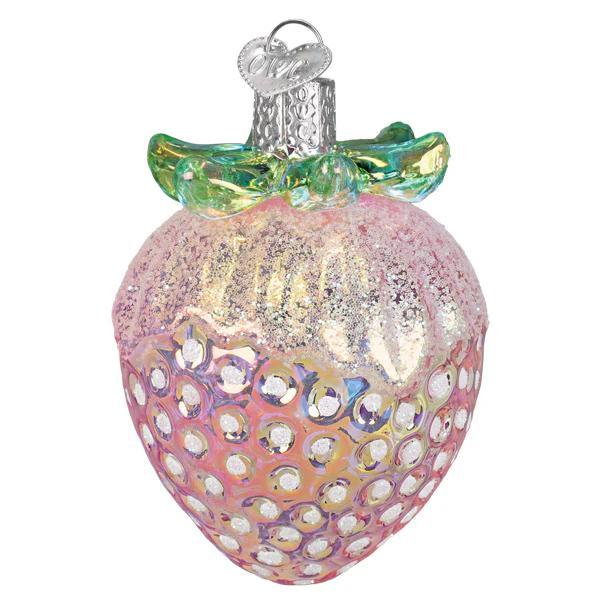 Ornament - Blown Glass - Shimmering Strawberry