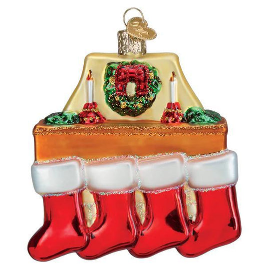 Ornament - Blown Glass - Family of 4 Stockings