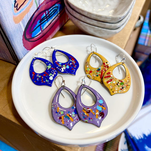Earrings  - Dot & Line Cutouts - Enamel