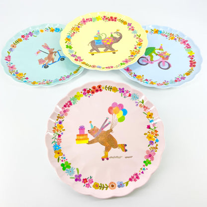 Plate - Scalloped Melamine - 9.5" Faux Ceramic - Elephant