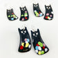 Earrings  - Confetti Black Cat - Enamel on Copper