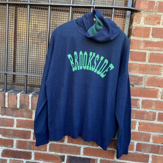 Oversized Hooded Sweater - BROOKSIDE - Unisex - Kelly On Navy