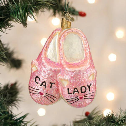 Ornament - Blown Glass - Cat Lady Slippers