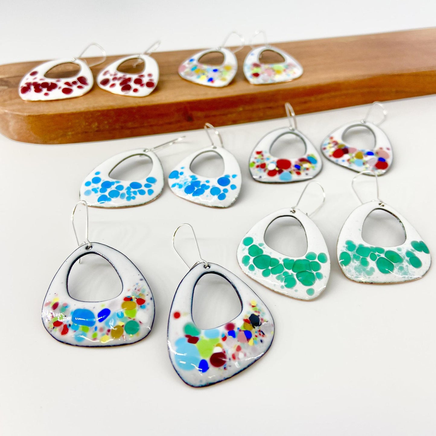 Earrings - Asymmetrical Confetti - Enamel on Copper