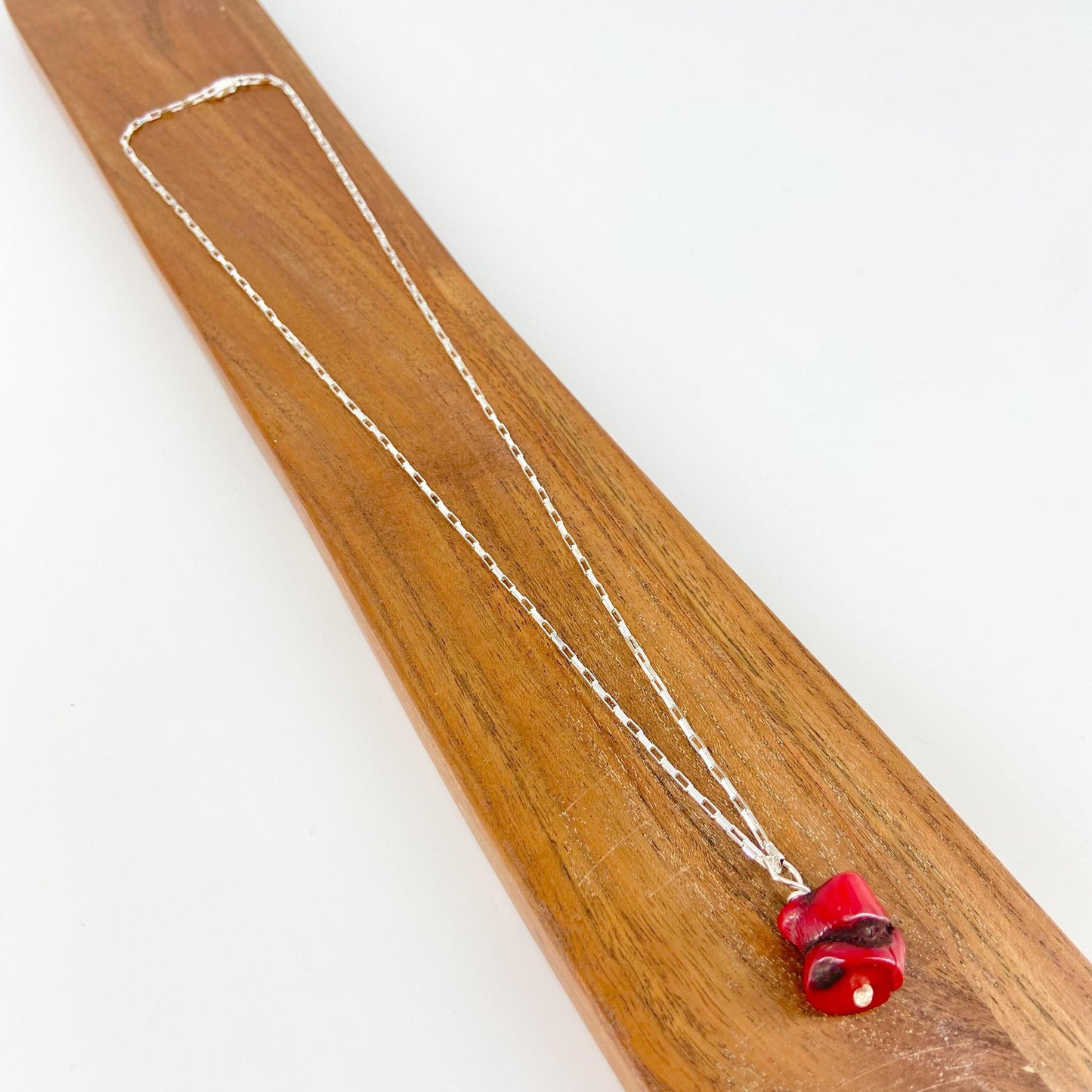 Necklace - Coral on Sterling Chain