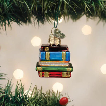 Ornament - Blown Glass - Mini Stack of Books