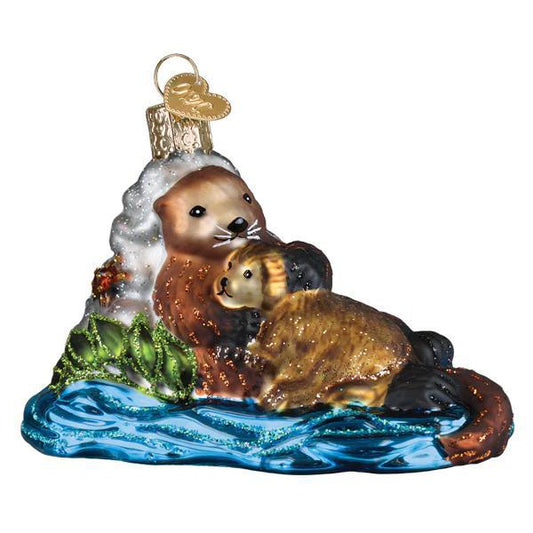 Ornament - Blown Glass - Otter with Pup