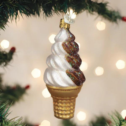 Ornament - Blown Glass - Chocolate Swirl Soft Serve