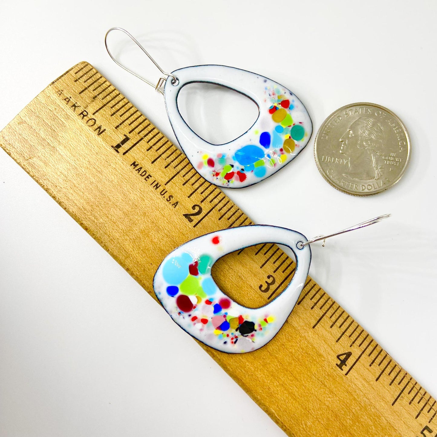 Earrings - Asymmetrical Confetti - Enamel on Copper