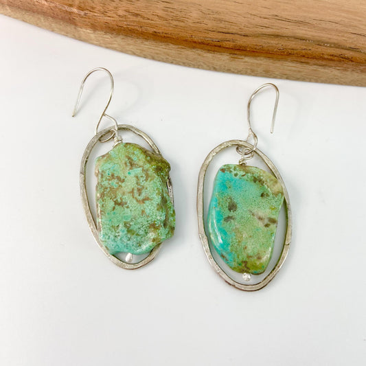 Earrings - Sterling & Turquoise Slices Originals