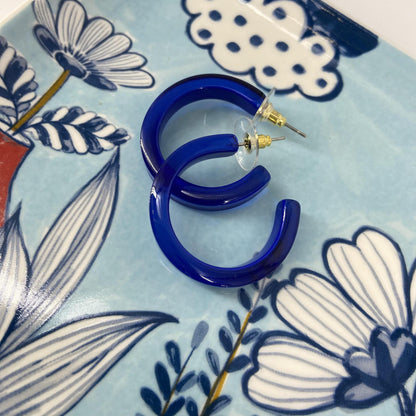 Earrings - Small Hoop - Cobalt - Resin